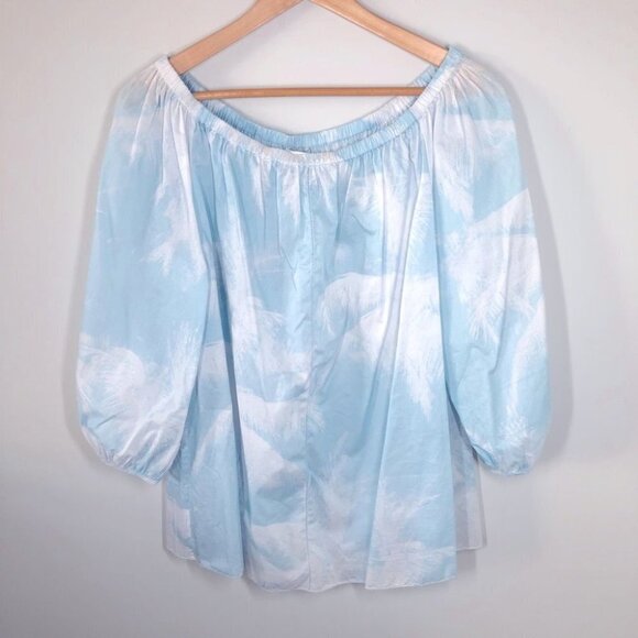 Nwt Escada Sport Napalma  Off the Shoulder Blouse in Blue Fantasy Size 36 (US 6) - Picture 1 of 8